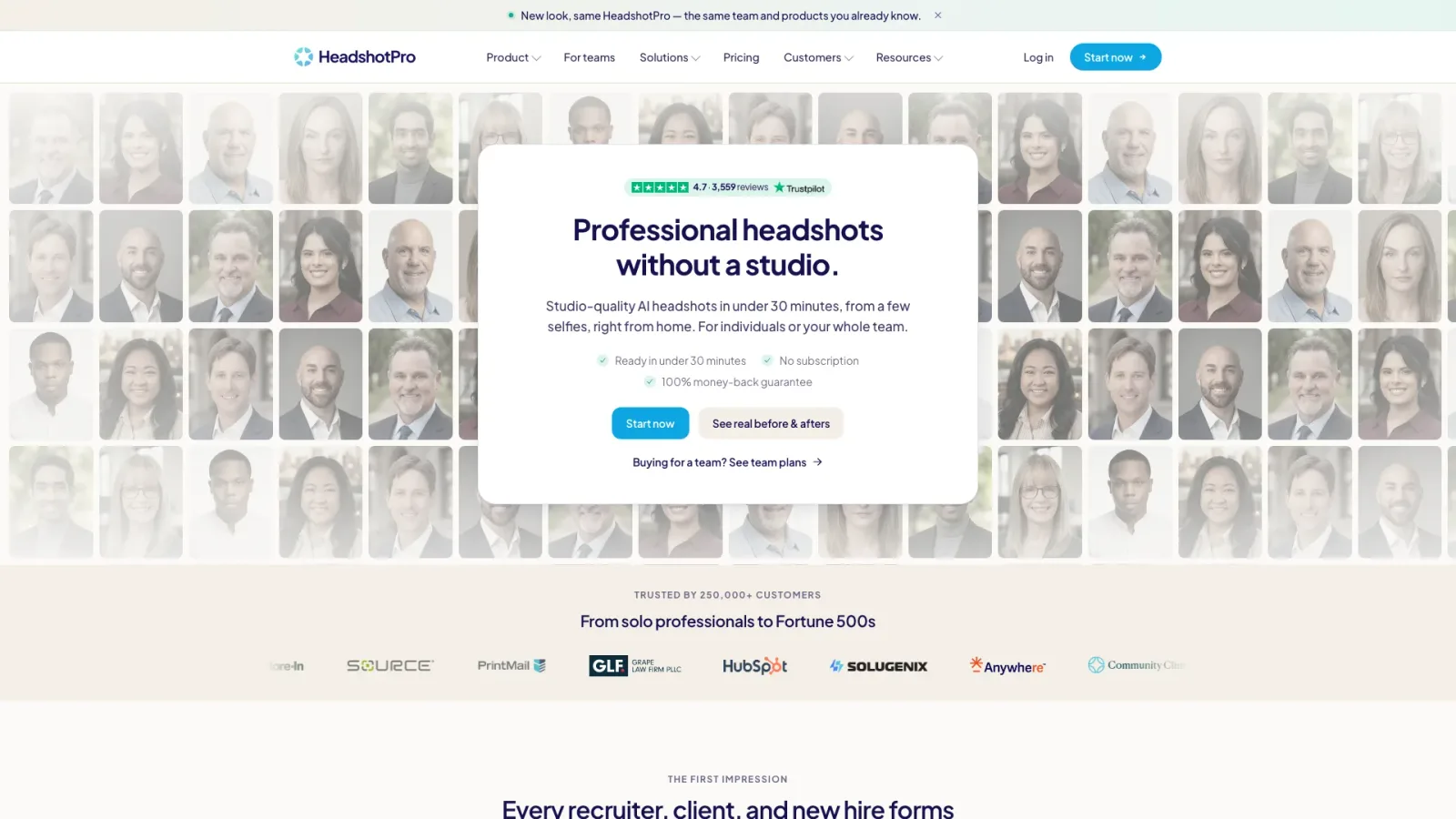 Page d’accueil de HeadshotPro