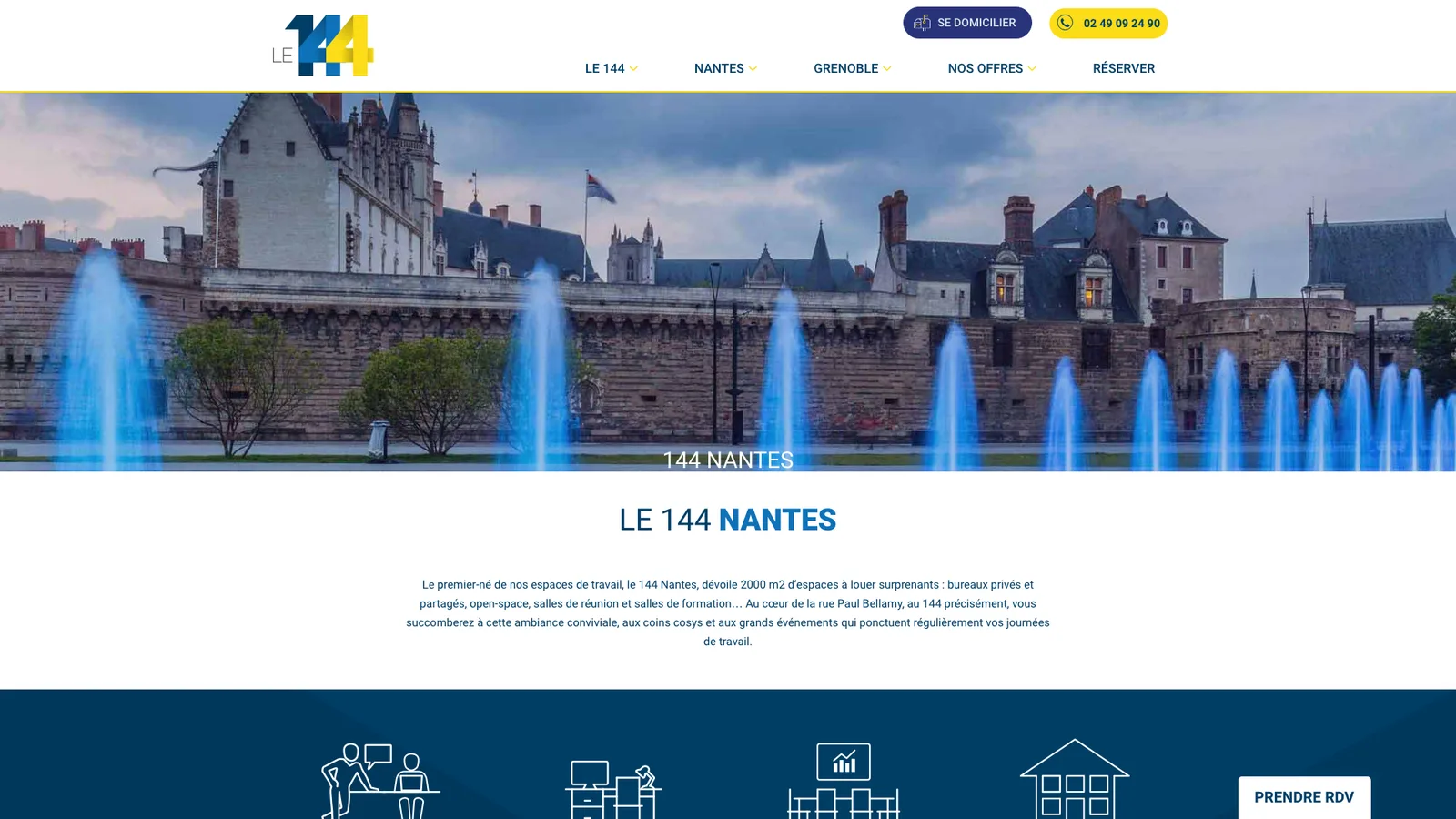 Capture d’écran de la page d’accueil du 144 Nantes