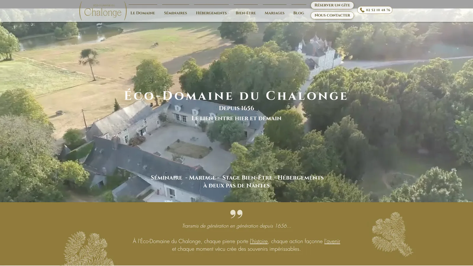 Capture d’écran de la page d’accueil de l’Éco-Domaine du Chalonge à Héric