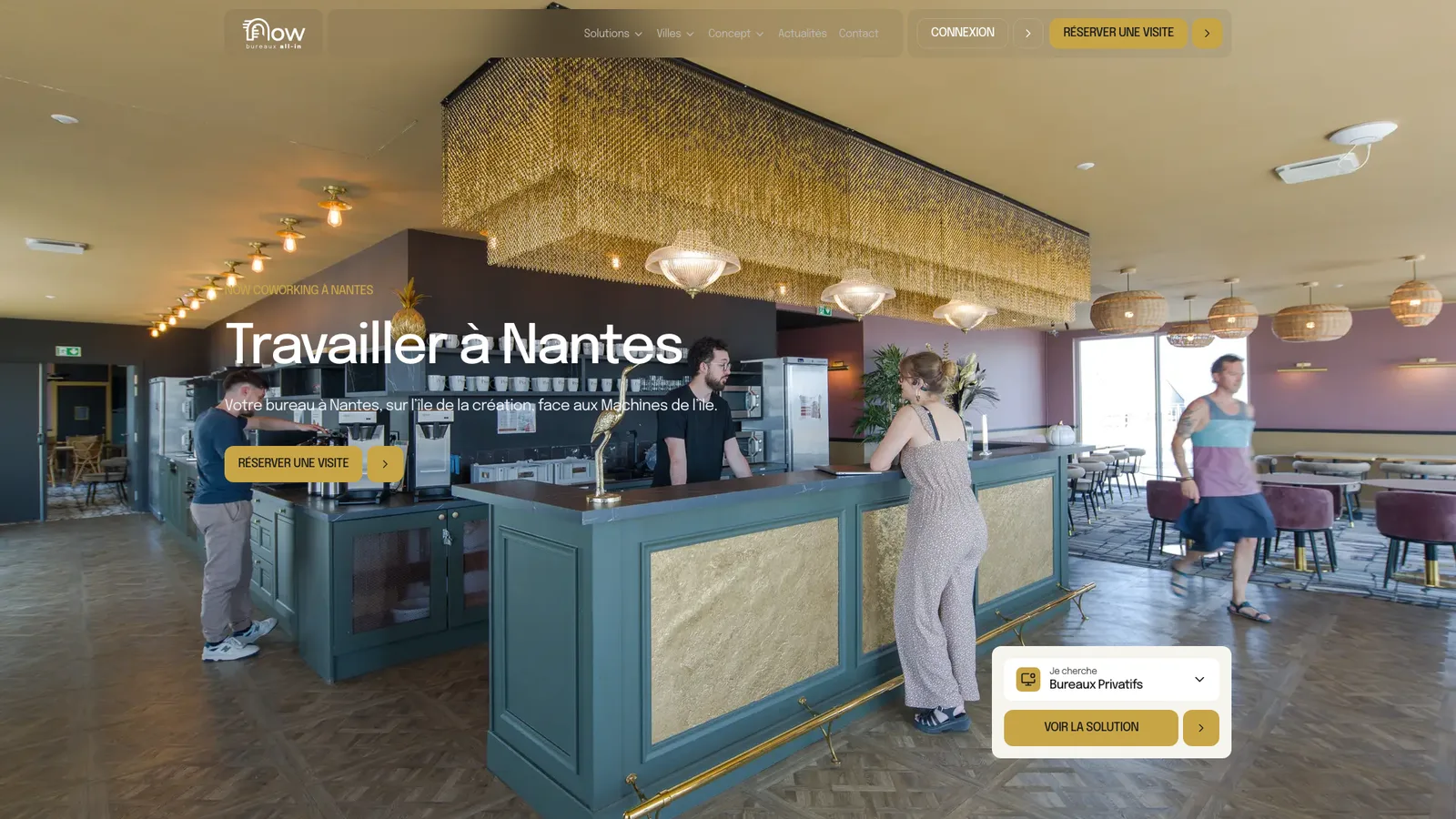 Capture d’écran de la page d’accueil de Now Coworking Nantes
