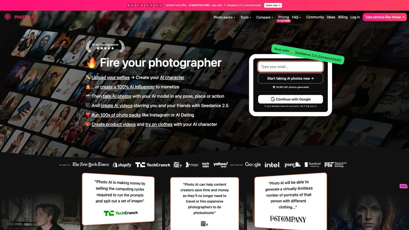 Page d’accueil de Photo AI