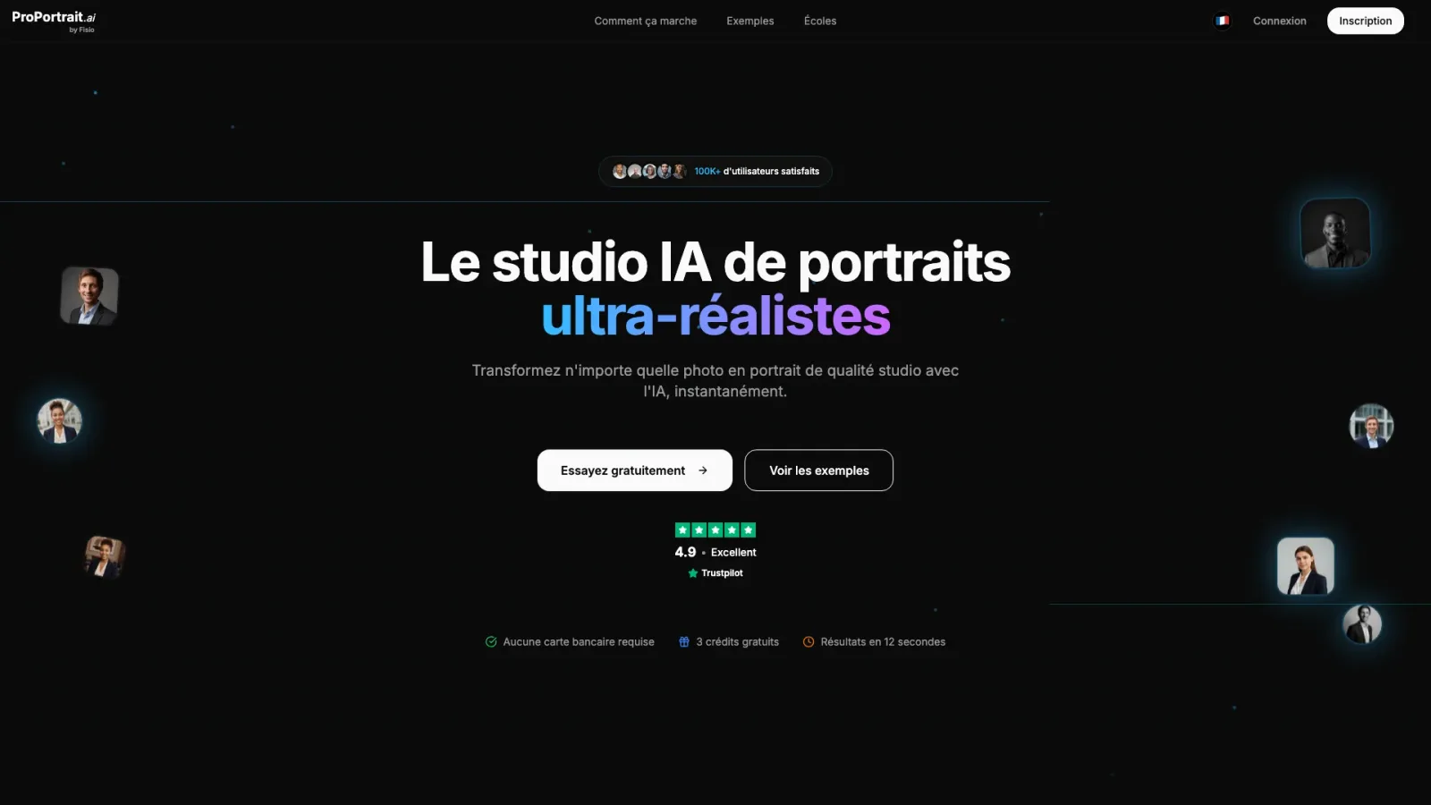 Page d’accueil de ProPortrait.ai