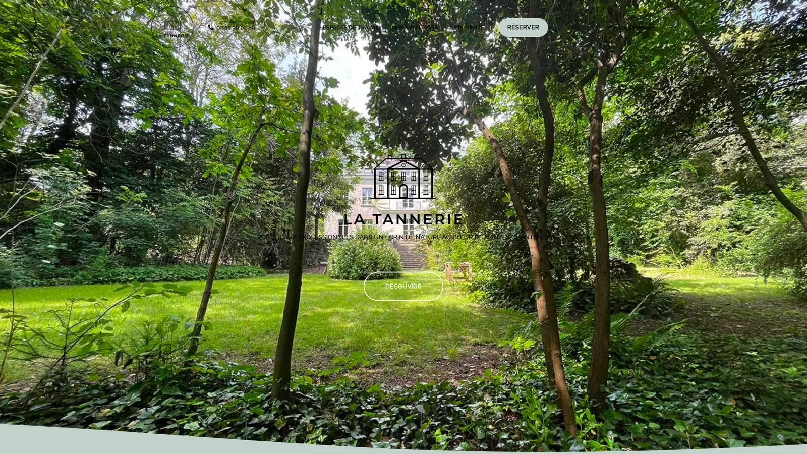 Capture d’écran de la page d’accueil de La Tannerie, coworking à Chantenay